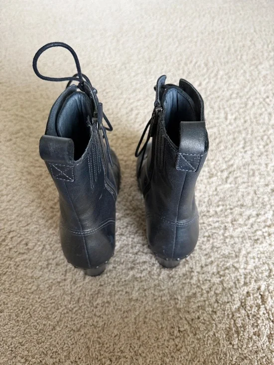 Dansko Black Leather Lace-Up Heeled Boots - Picture 4 of 6